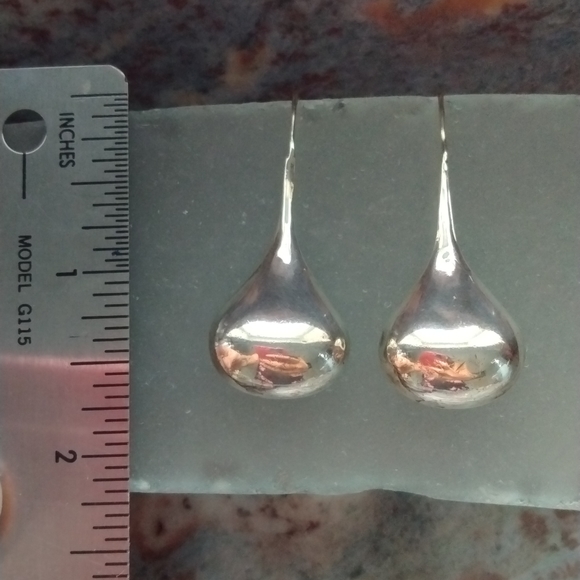 Large teardrop earrings rare size large sterling silver - Picture 2 of 3